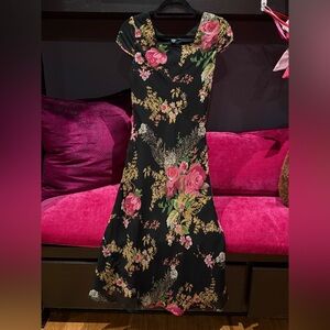 Floral Black Midi Dress